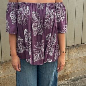 Elegant Off-Shoulder Purple Blouse